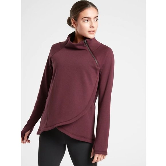 Athleta Cozy Karma Asym Pullover Sweatshirt Black - Picture 4 of 7